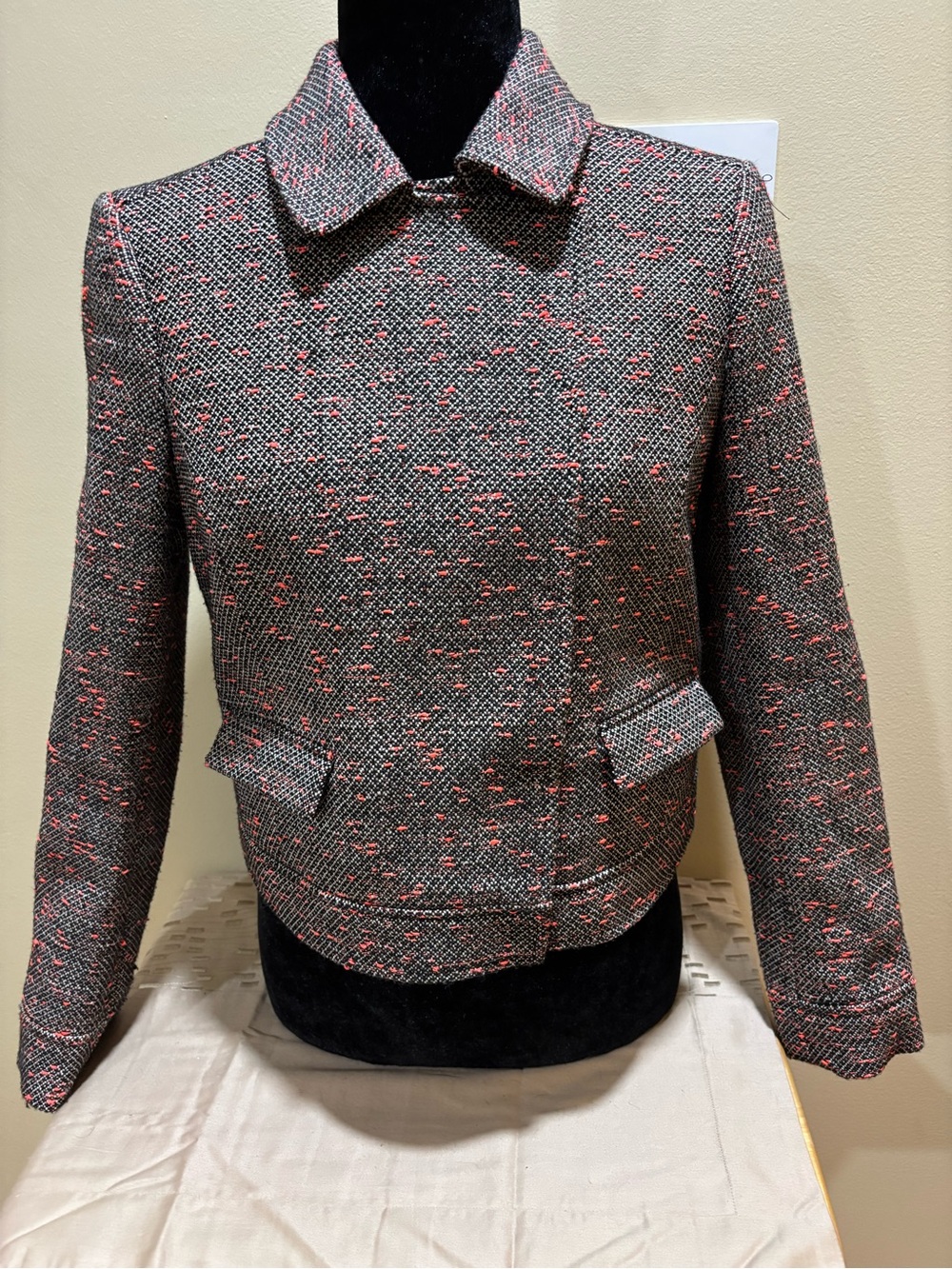 Talbots Black and red/ orange Tweed Blazer
